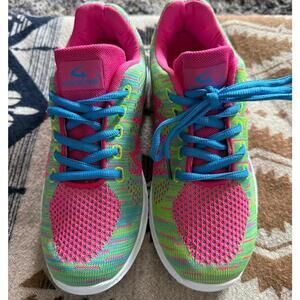 Gears Neon Knit Running Shoes Women’s Size 7 Pink Green Blue Lightweight